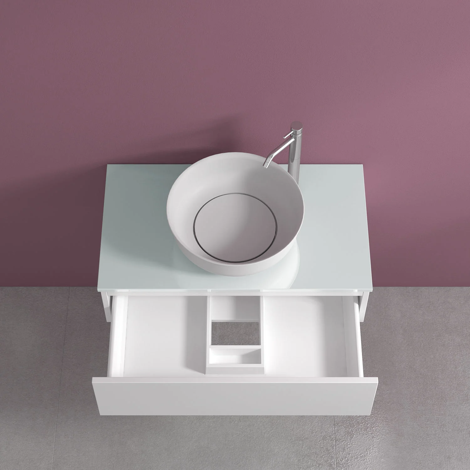 progettobagno Luna Waschtischkonsole 80 cm mit Auszug und Glasplatte Bild 2