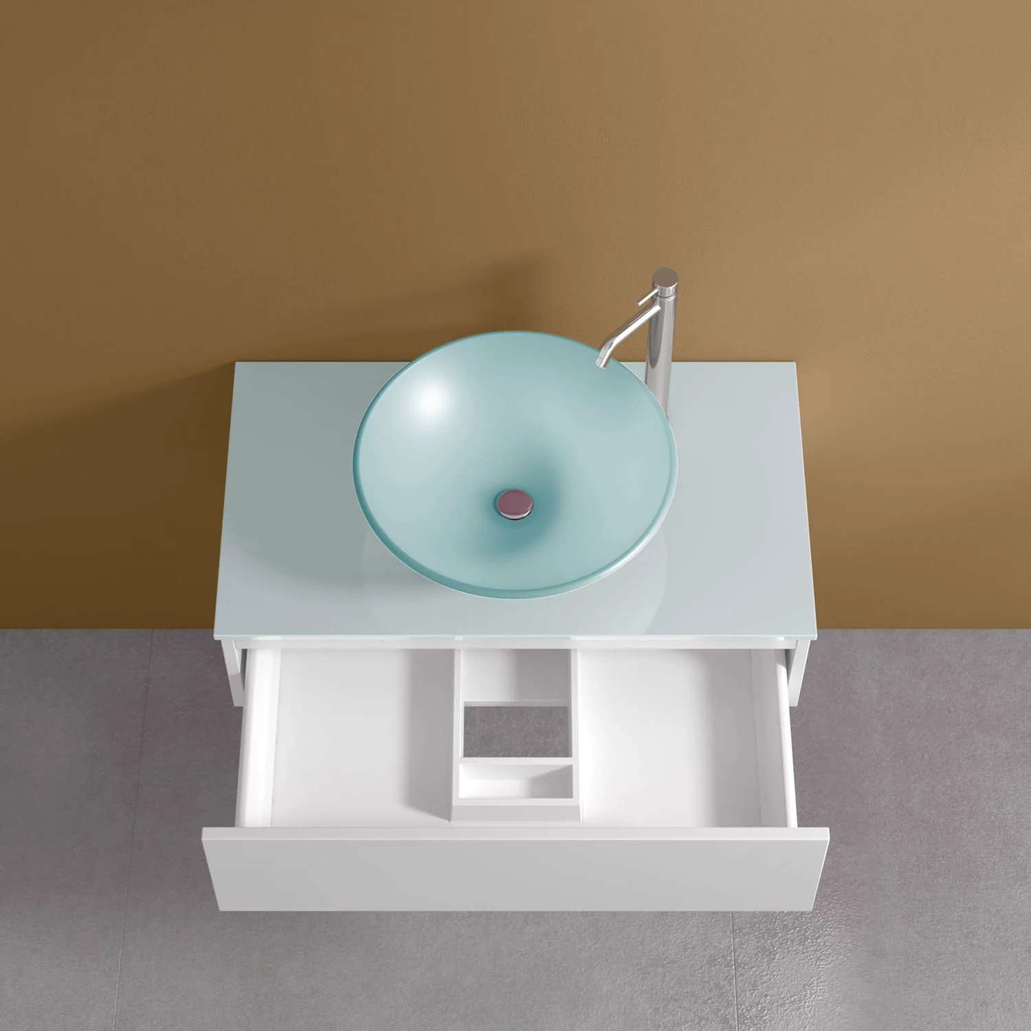 progettobagno Luna Waschtischkonsole 80 cm mit Auszug und Glasplatte Bild 4