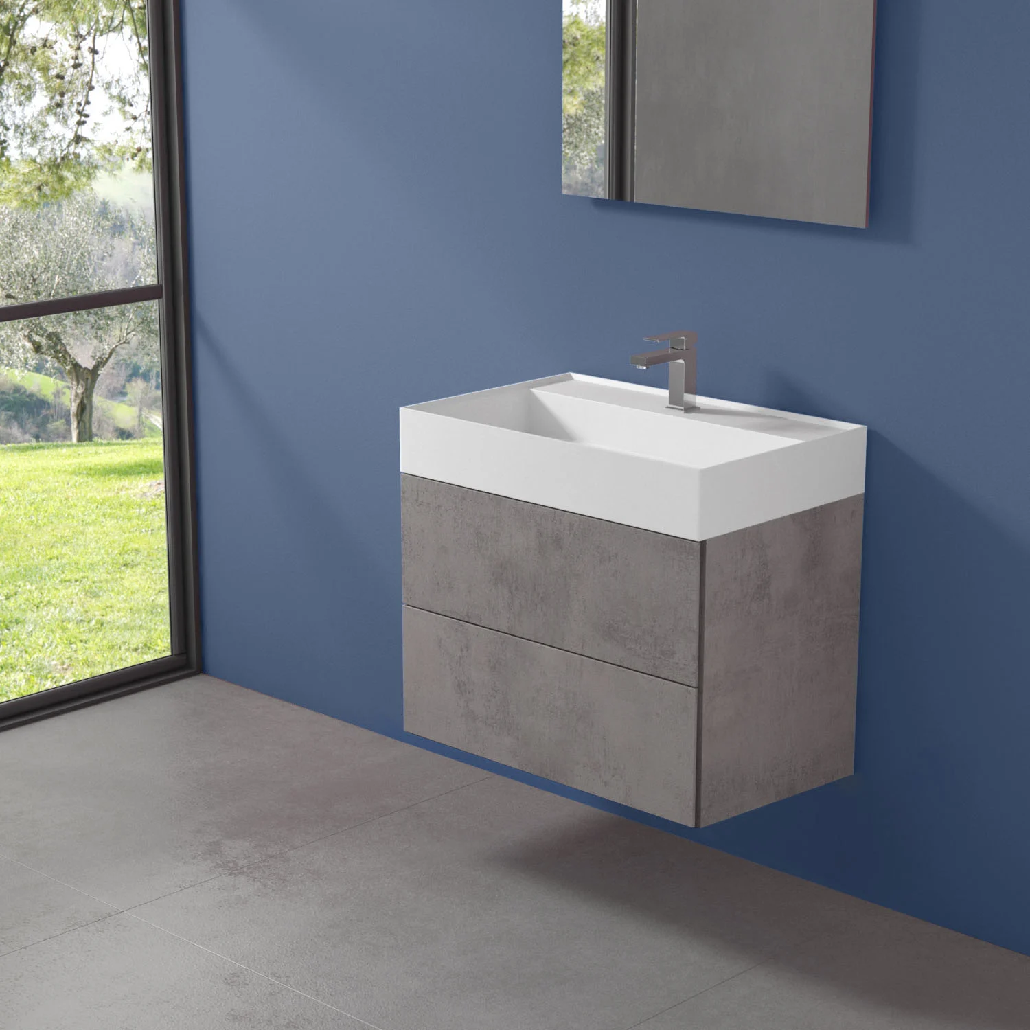 progettobagno Pianosa Hitek Waschtisch mit Unterschrank 70 cm wandhängend