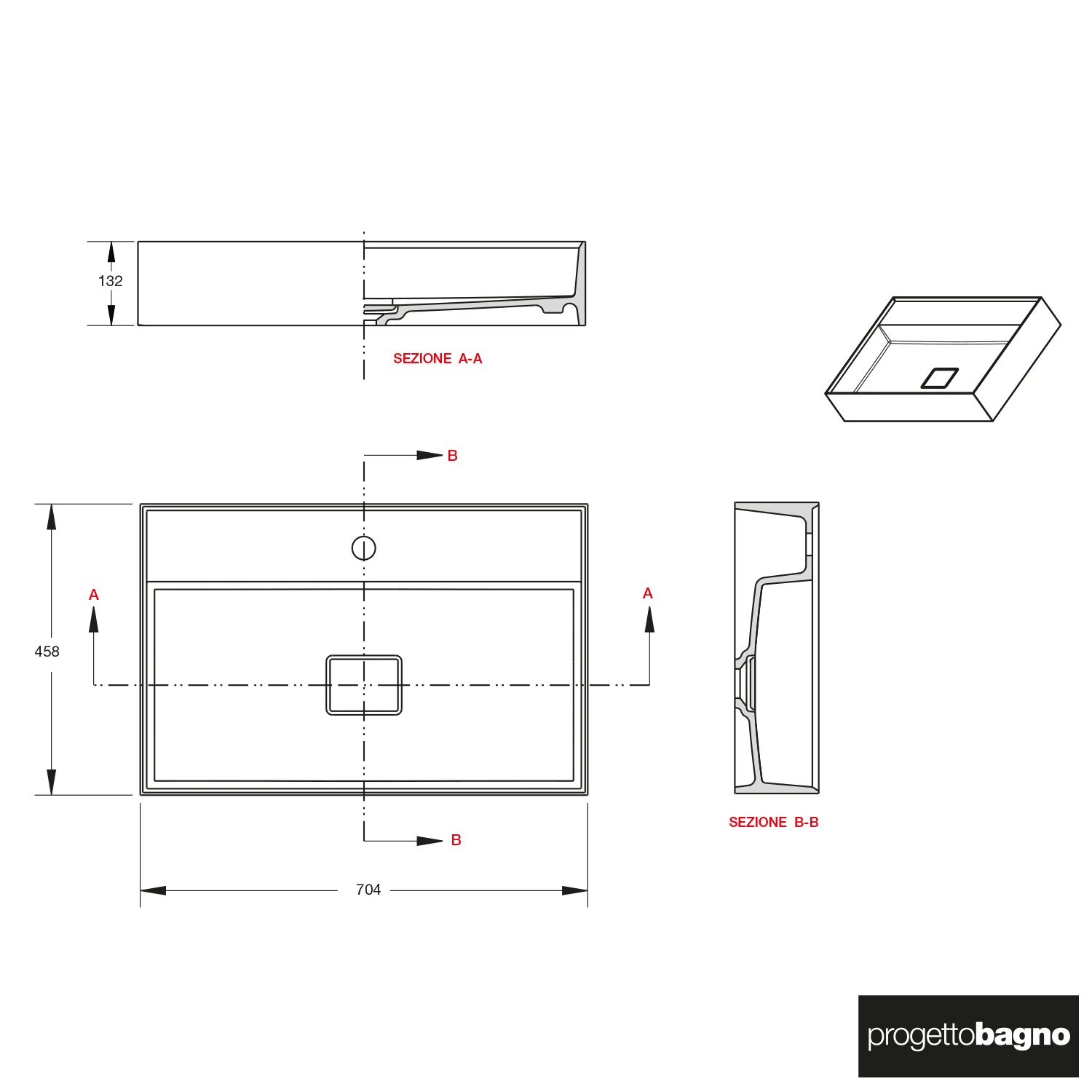 progettobagno Pianosa Hitek Waschtisch mit Unterschrank 70 cm wandhängend Bild 3