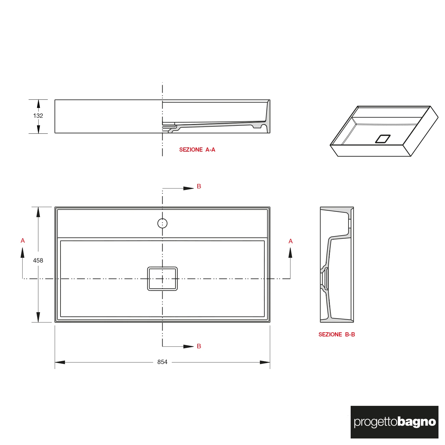 progettobagno Pianosa Hitek Waschtisch mit Unterschrank 85 cm bodenstehend Bild 3