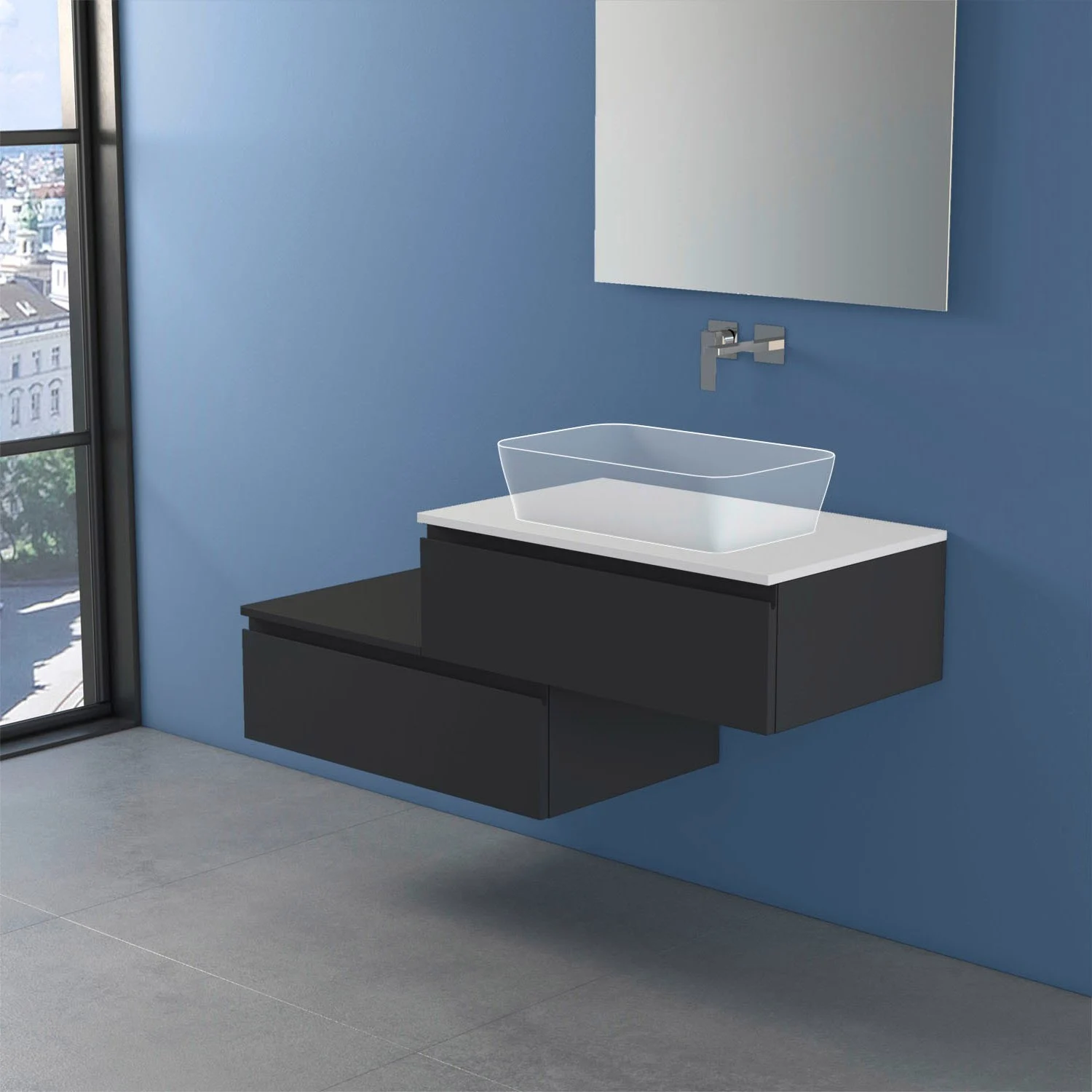 progettobagno Stresa Duo Modular Waschtischkonsole  130 cm rechts Bild 2