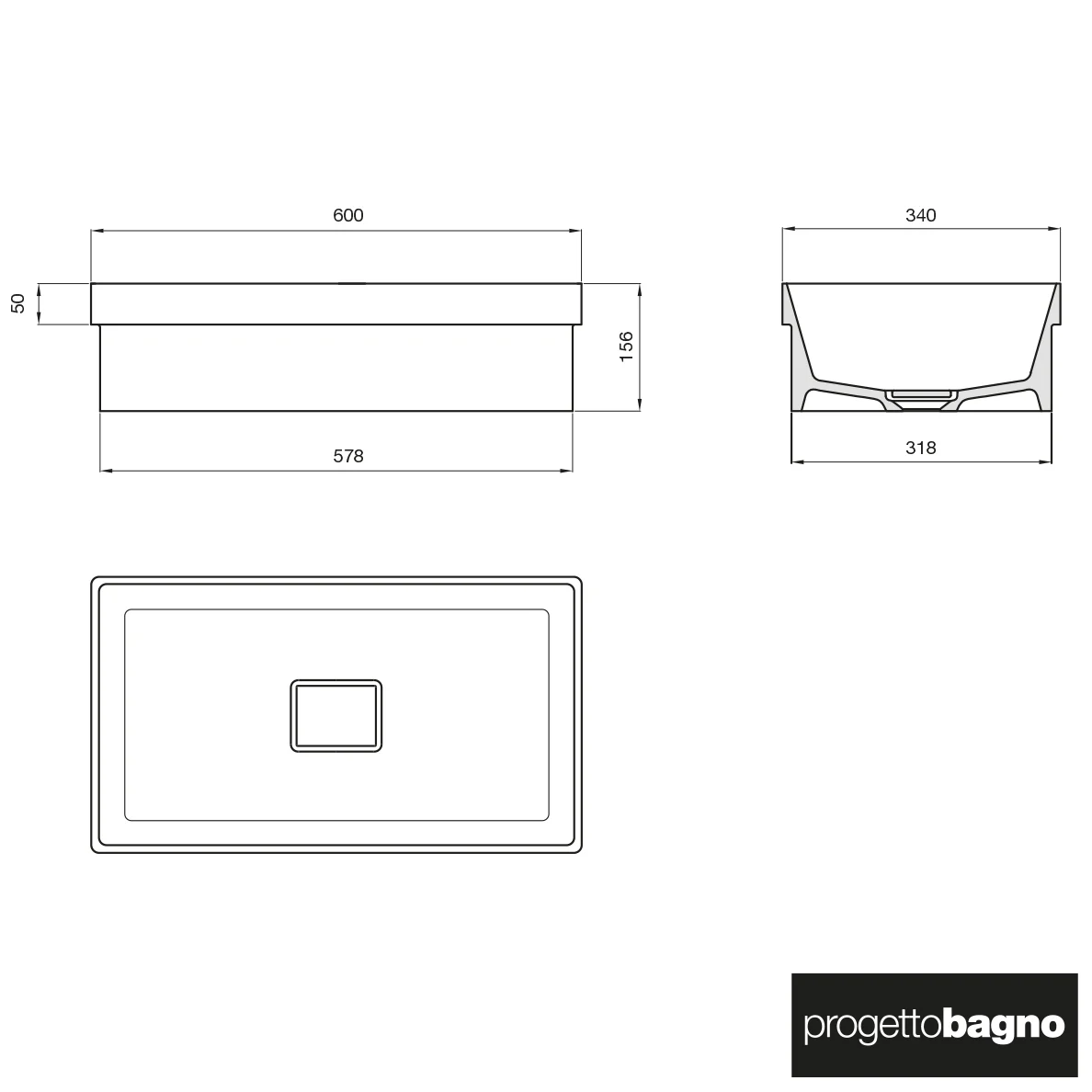 progettobagno Stresa Unterschrank 80 cm mit Glasplatte, Hahnlochbohrung und ELY 60 Einbauwaschtisch Bild 4