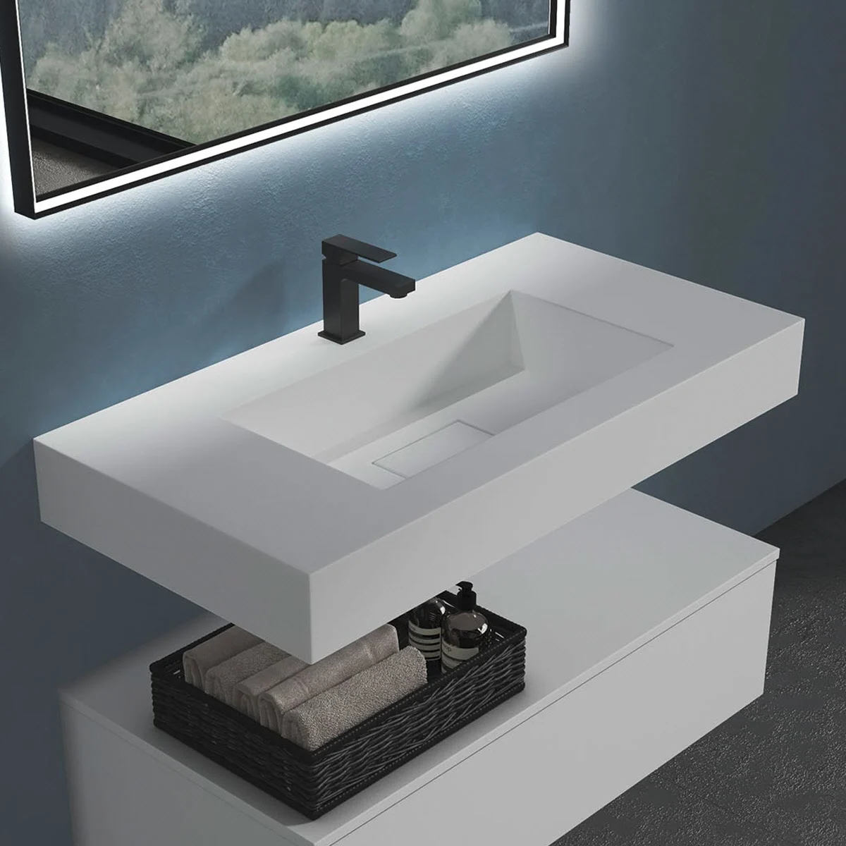 progettobagno Orta Waschtisch 100 cm mit Hahnloch