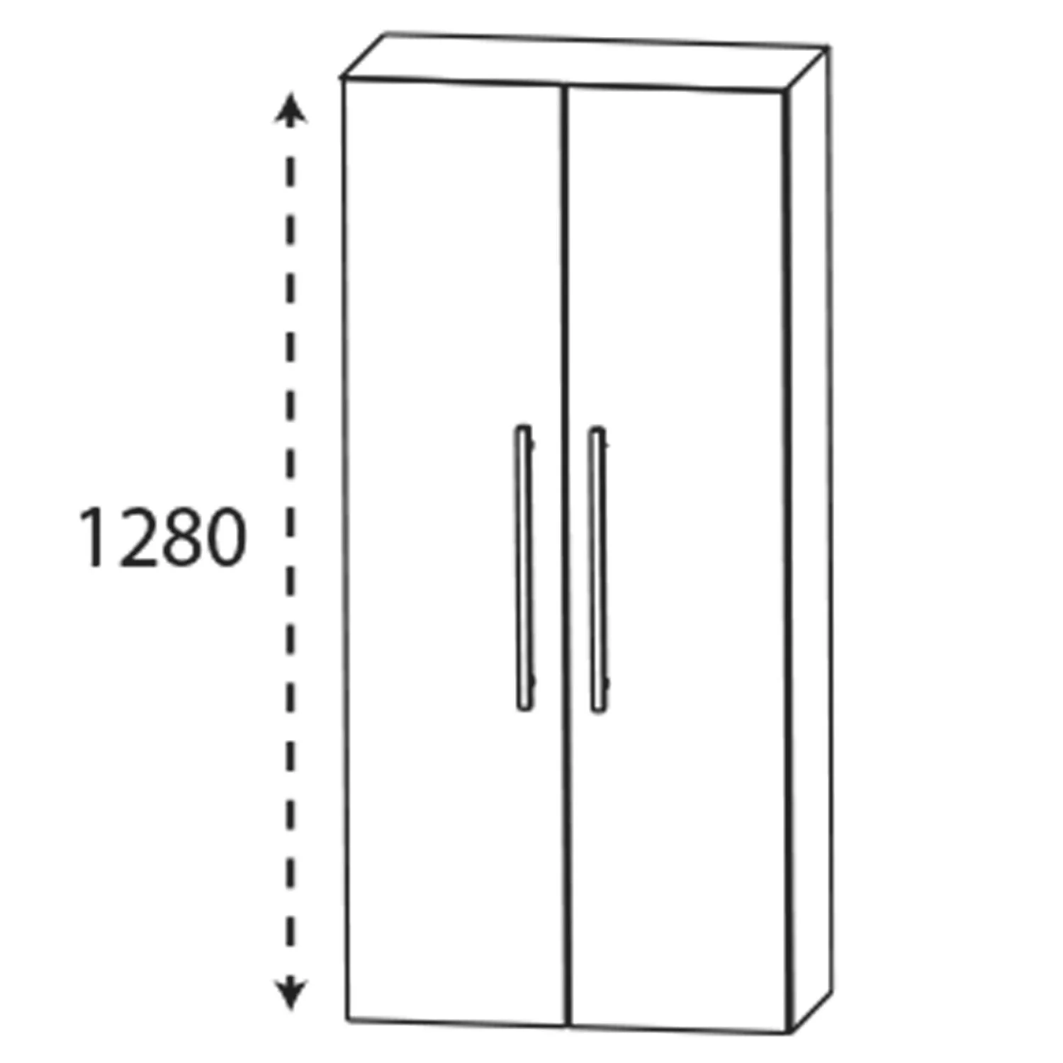 Rysunek techniczny szafy o wysokości 1280, Puris