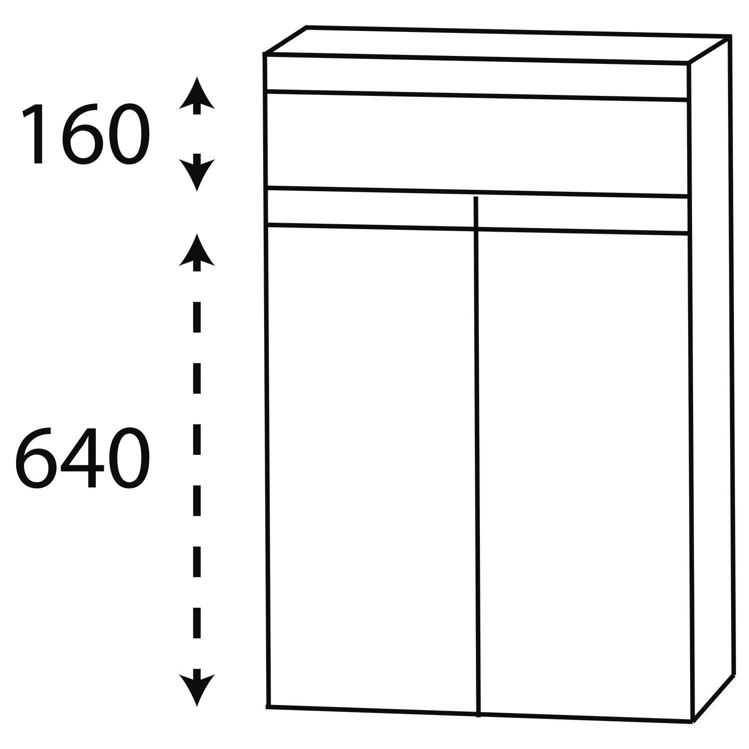 Rysunek techniczny szafki z wymiarami, Puris