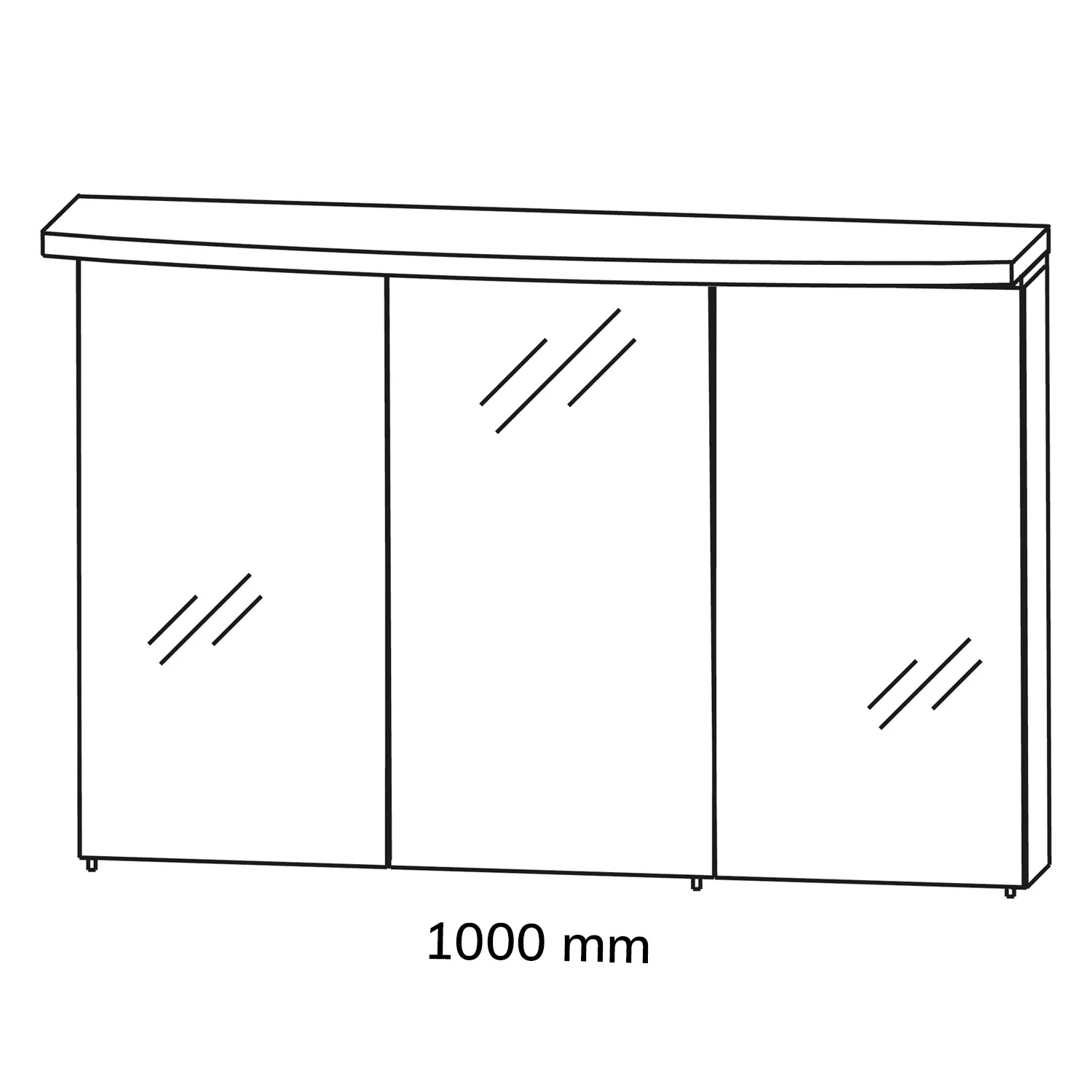 Rysunek techniczny szafki z lustrem o szerokości 1000 mm, Puris