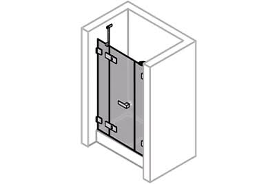 Schwingtür mit festem Segment und Nebenteil in Nische