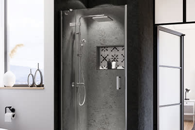 Drehtür mit Festteil für Nische