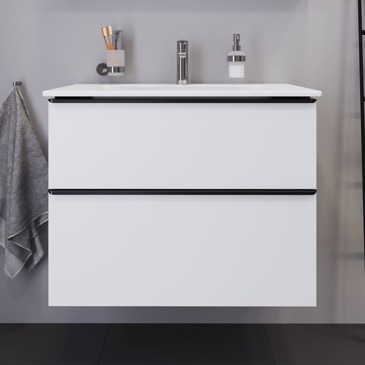 Duravit ME by Stark Waschtisch mit D-Neo Waschtischunterschrank 81 