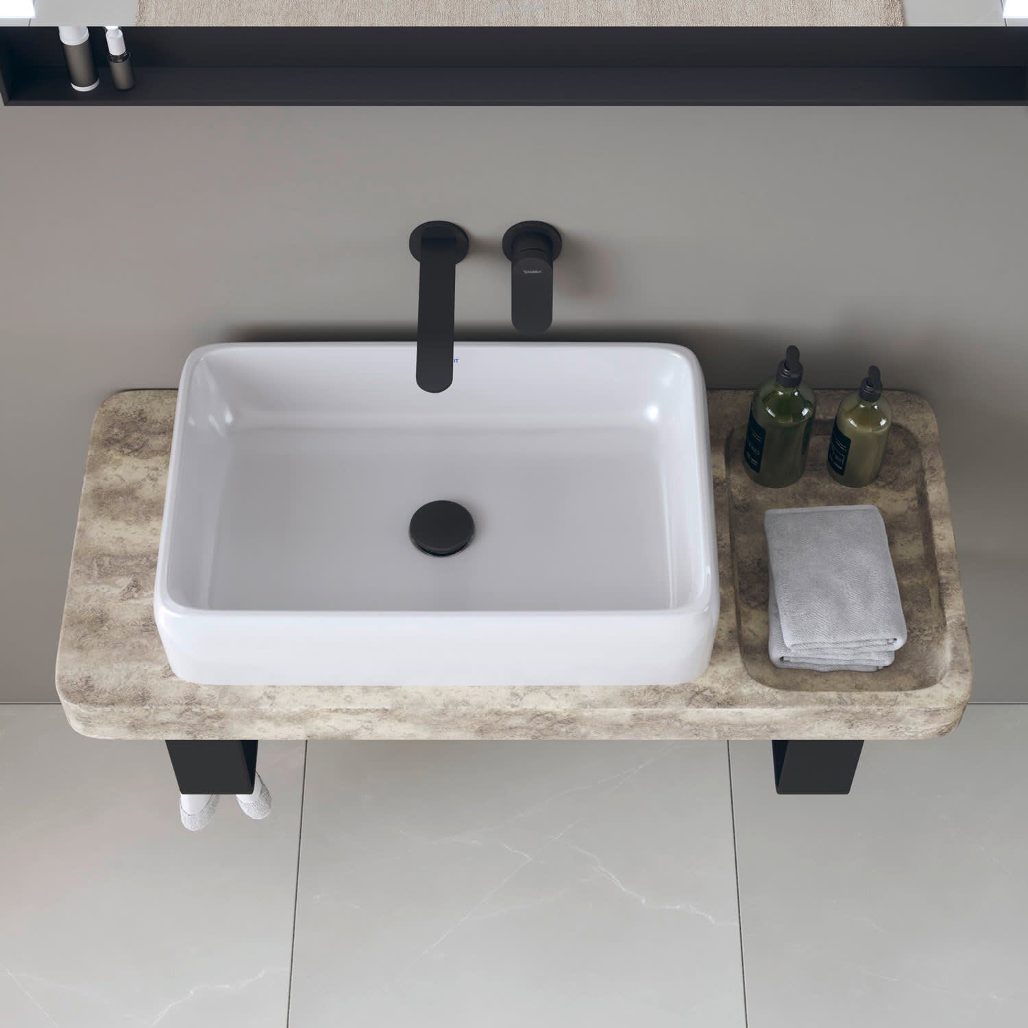 Duravit Qatego Steinkonsolen-Set mit Waschtisch, Konsole und 
