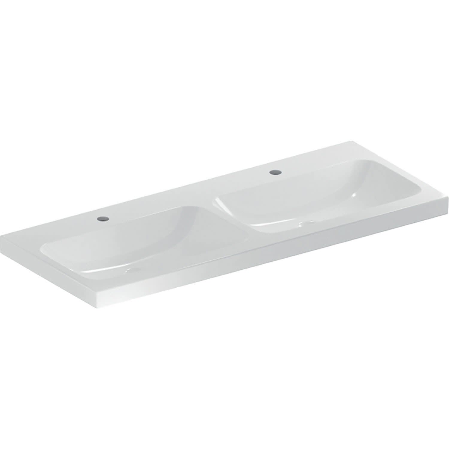 Geberit iCon Light Doppelwaschtisch 120 cm mit 2 Hahnlöchern, ohne 