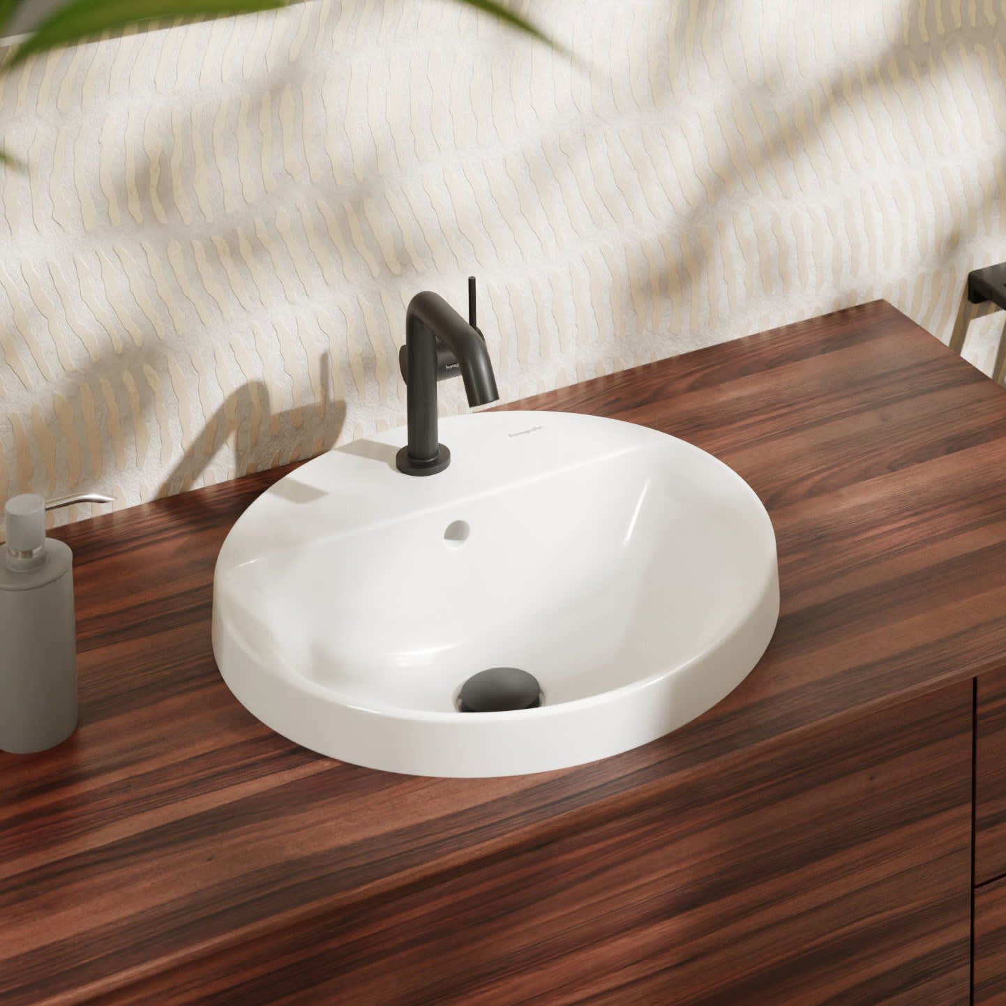 hansgrohe Xuniva S Einbauwaschtisch rund Ø 45 cm, mit 1 Hahnloch 