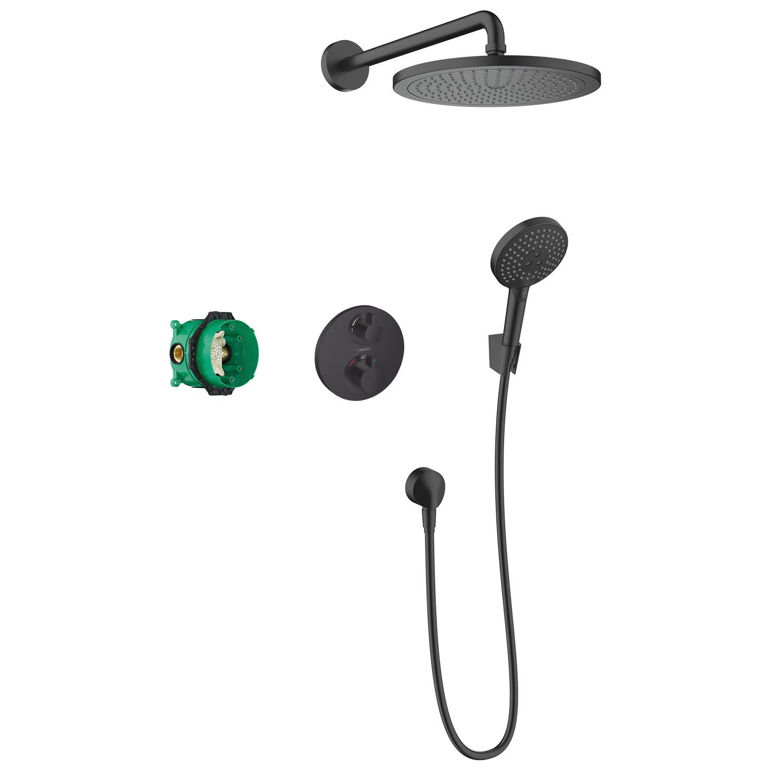 Hansgrohe Croma E Duschsystem Mit Thermostat - Regendusche 28x17 Cm & Handbrause, Chrom