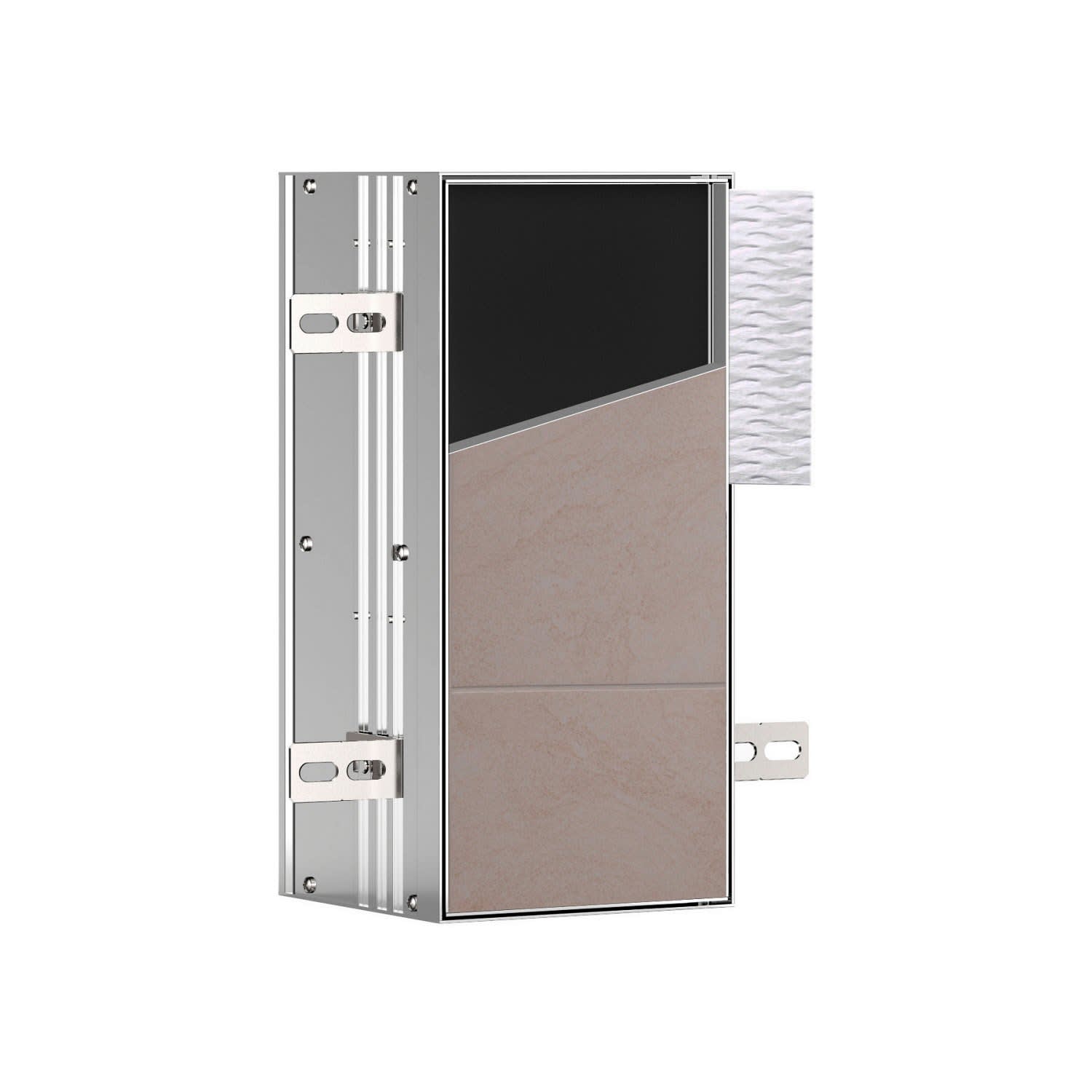 Module De Rangement Encastrable Emco Asis Plus - Aluminium Brossé - Avec Brosse WC Et Porte Rouleau - L 15,4 X H 80,3 X P 15 Cm
