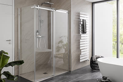 Gleittür mit Seitenwand