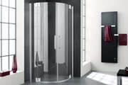 Viertelkreis-Duschkabine (Pendeltüren mit Festfeldern) für gleichschenklige Wannen