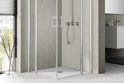 Eckeinstieg 2-teilig (Pendeltüren mit Festfeldern) - Halbteil Modell PE EPR/L