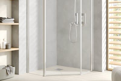 Fünfeck-Duschkabine Pendeltüren mit Festfeld