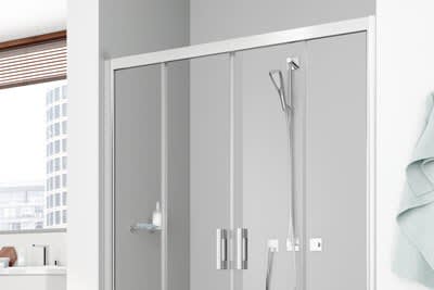 Gleittür 4-teilig bodenfrei mit Festfeldern Modell PE D4B