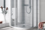 Viertelkreis Duschkabine - Schwingtür mit Festfeldern für gleichschenklige Wannen