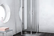 Viertelkreis-Duschkabine mit Pendeltüren und Festteilen