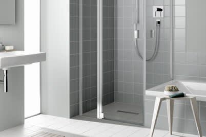 Pendeltür für Eckeinbau mit Festteil