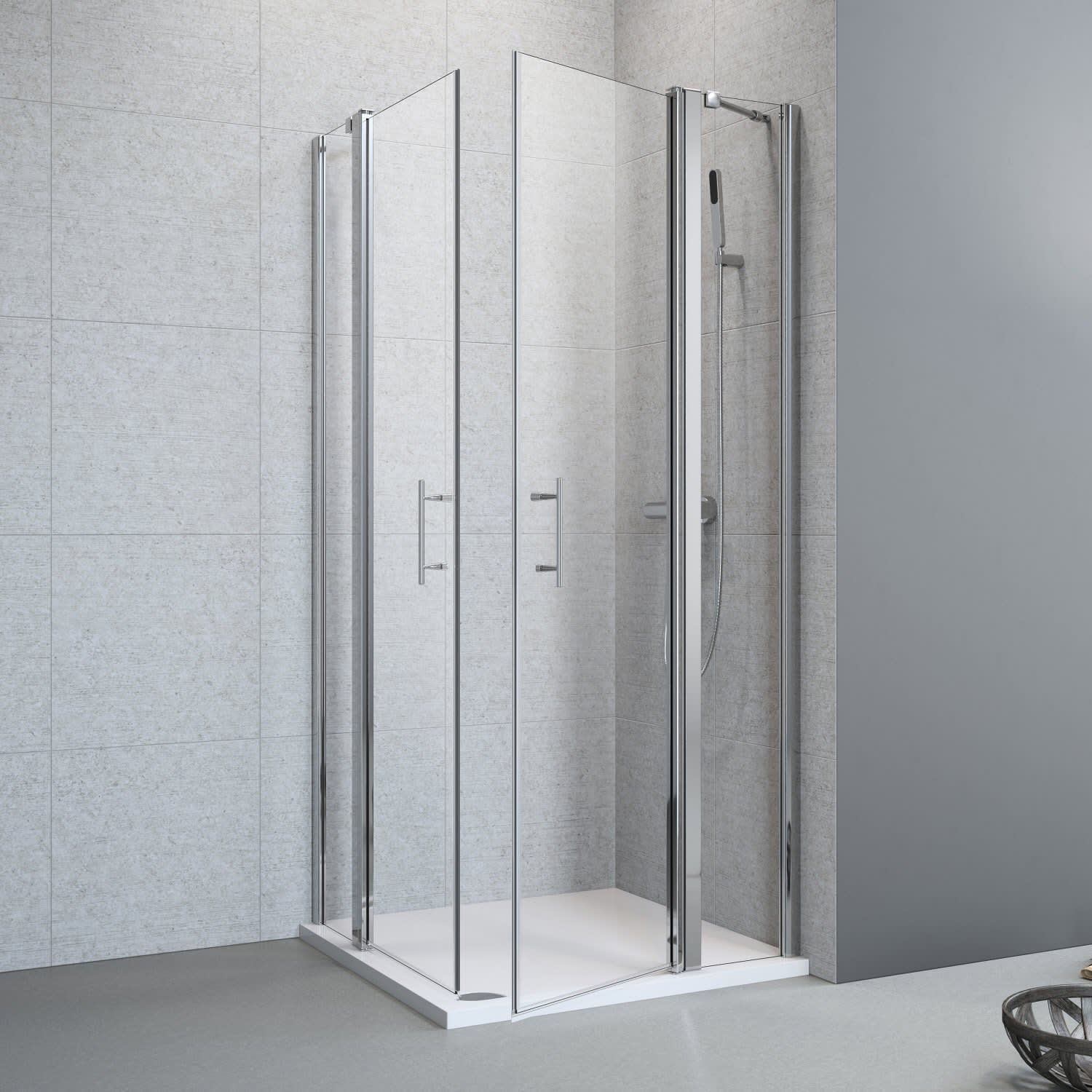 Planplus Eckeinstieg mit Festteil 80 x 80 x 195 cm - MEGABAD