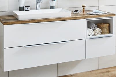 Waschtischunterschränke mit Griffleiste alu matt Nr. 338