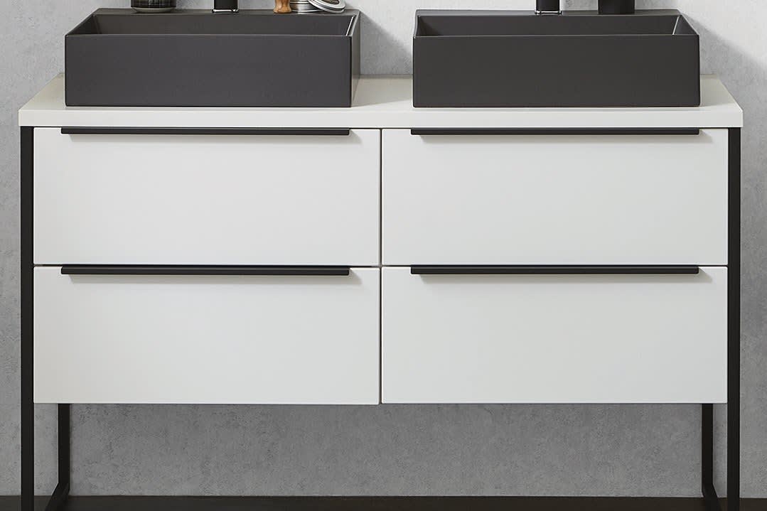 Waschtischunterschränke mit Griffleiste schwarz matt Nr. 339