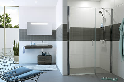 Schwingtür mit Nebenteil in Nische