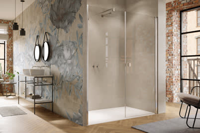 Schwingtür mit Nebenteil in Nische