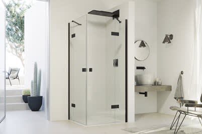 Schwingtür mit festem Segment für Eckeinstieg