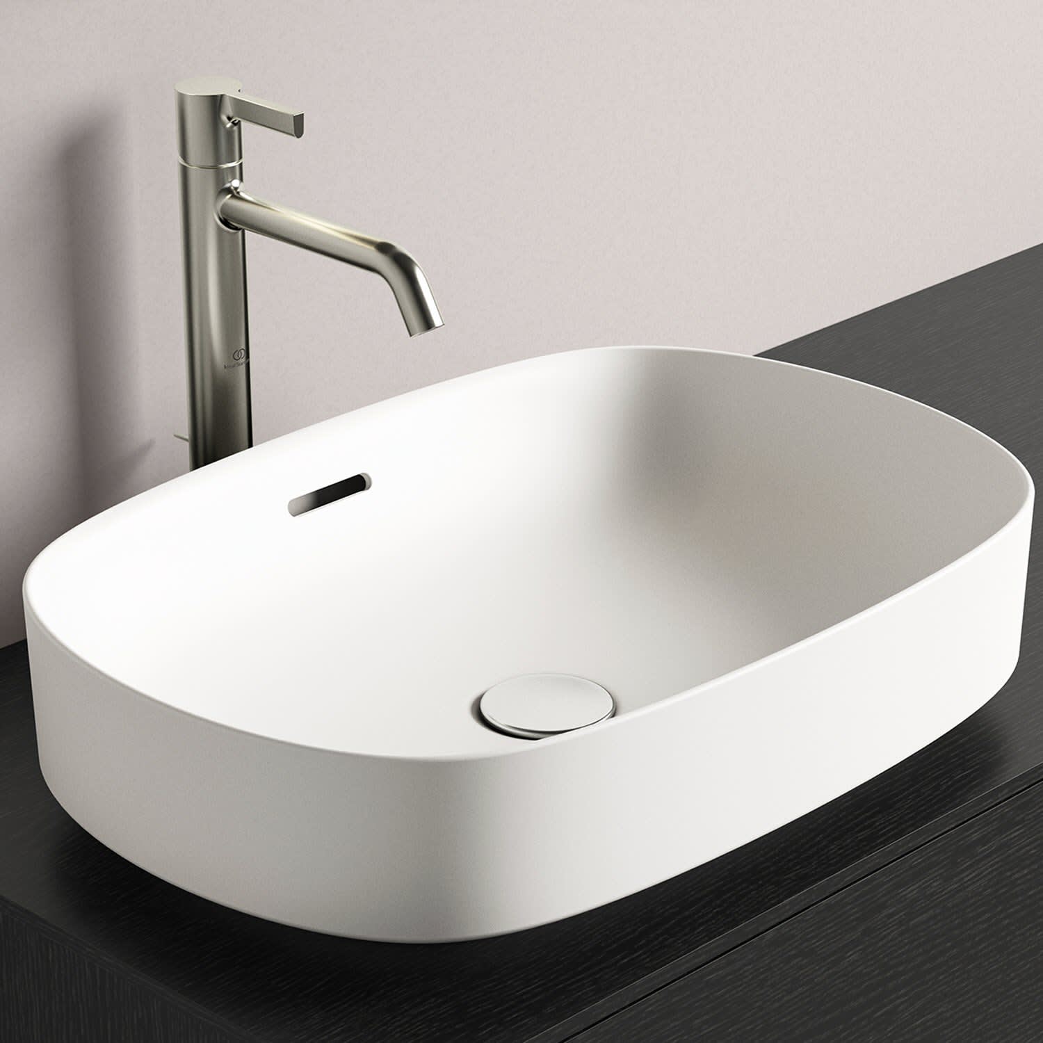 Ideal Standard LindaX Aufsatzwaschtisch 55 cm, ohne Hahnloch, mit