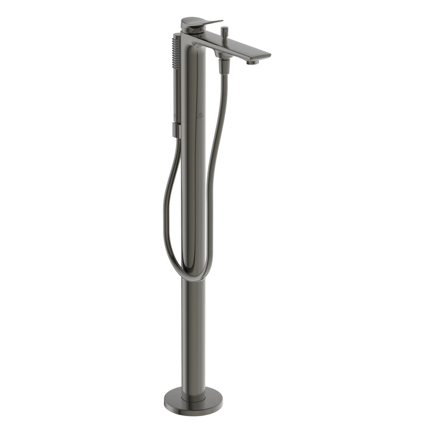 SHAMANDA FL801-3 Freistehende Badewannenarmatur – Gebürstetes Gold, Mit Handbrause, Bodenmontage | Einhebel-Mischbatterie, 150 Cm Schlauch