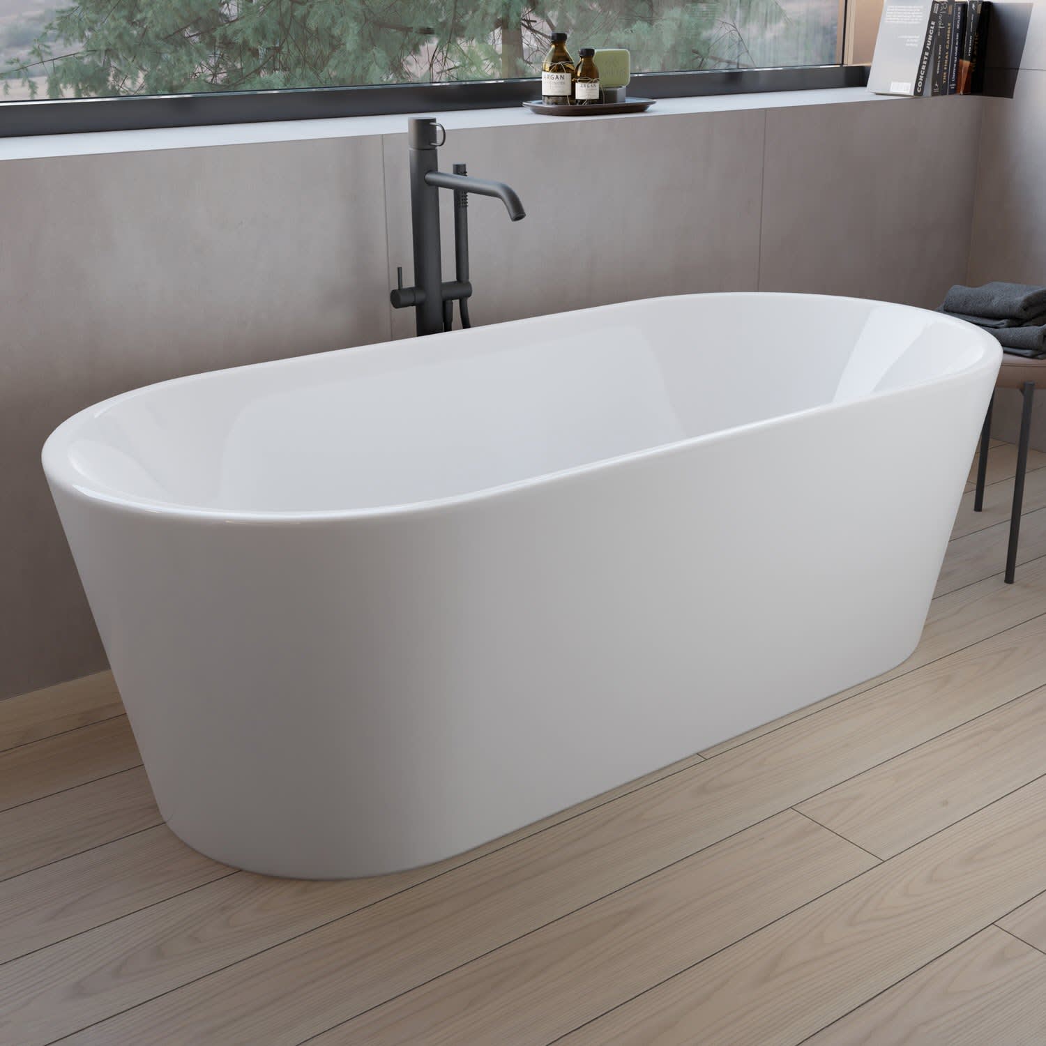 pianura Valentina Badewanne oval freistehend 180 x 80 cm mit Schürze