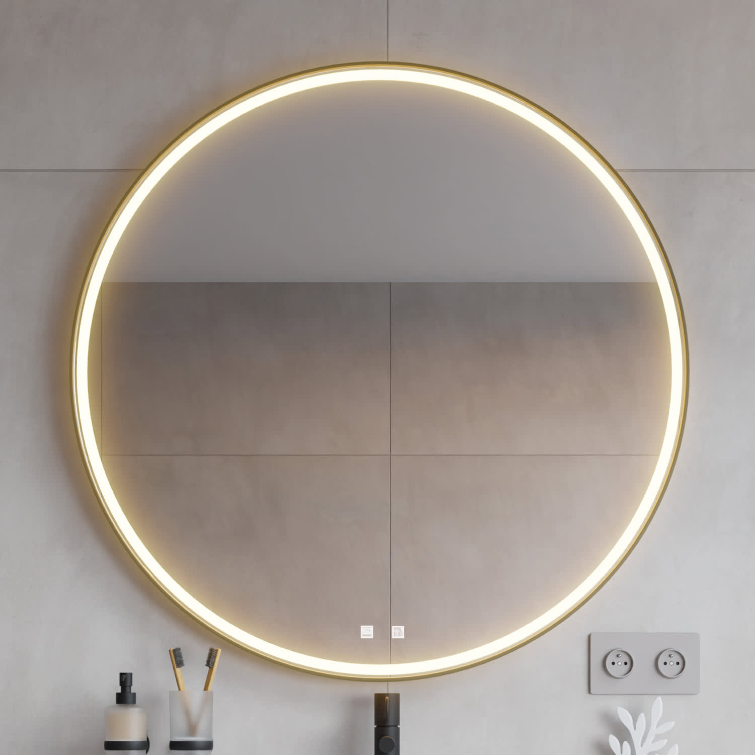 pianura Mia LED-Badspiegel 100 cm in Schwarz mit Spiegelheizung