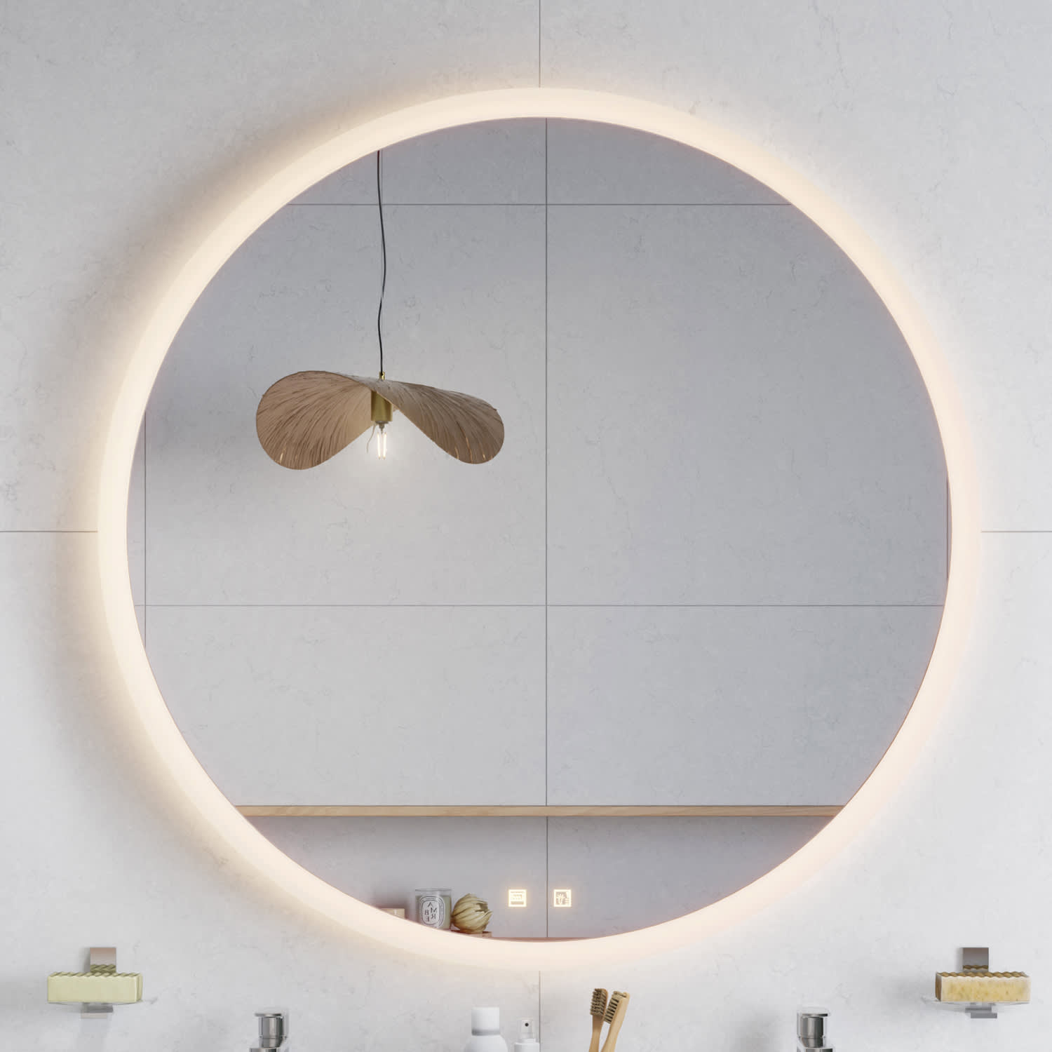 Loft LED Spiegel 120 x 80 cm mit Dimmer und Antibeschlag - MEGABAD