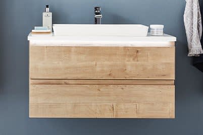 Waschtischunterschränke für Mineralgussplatten mit Aufsatzwaschtischen