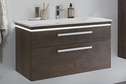 Waschtischunterschränke mit Stangengriff Nr. 340 chrom / chrom matt