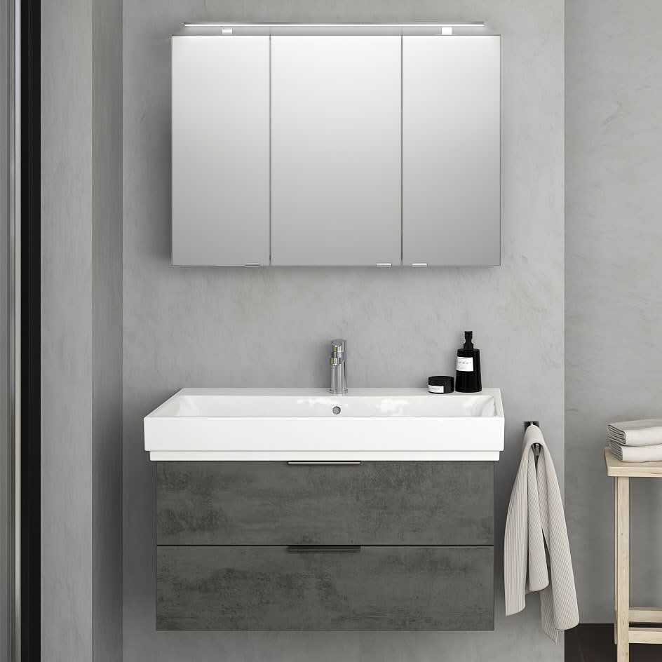 Steinkamp Living 2.0 / GROHE Cube Badmöbel Set 100 cm mit ...