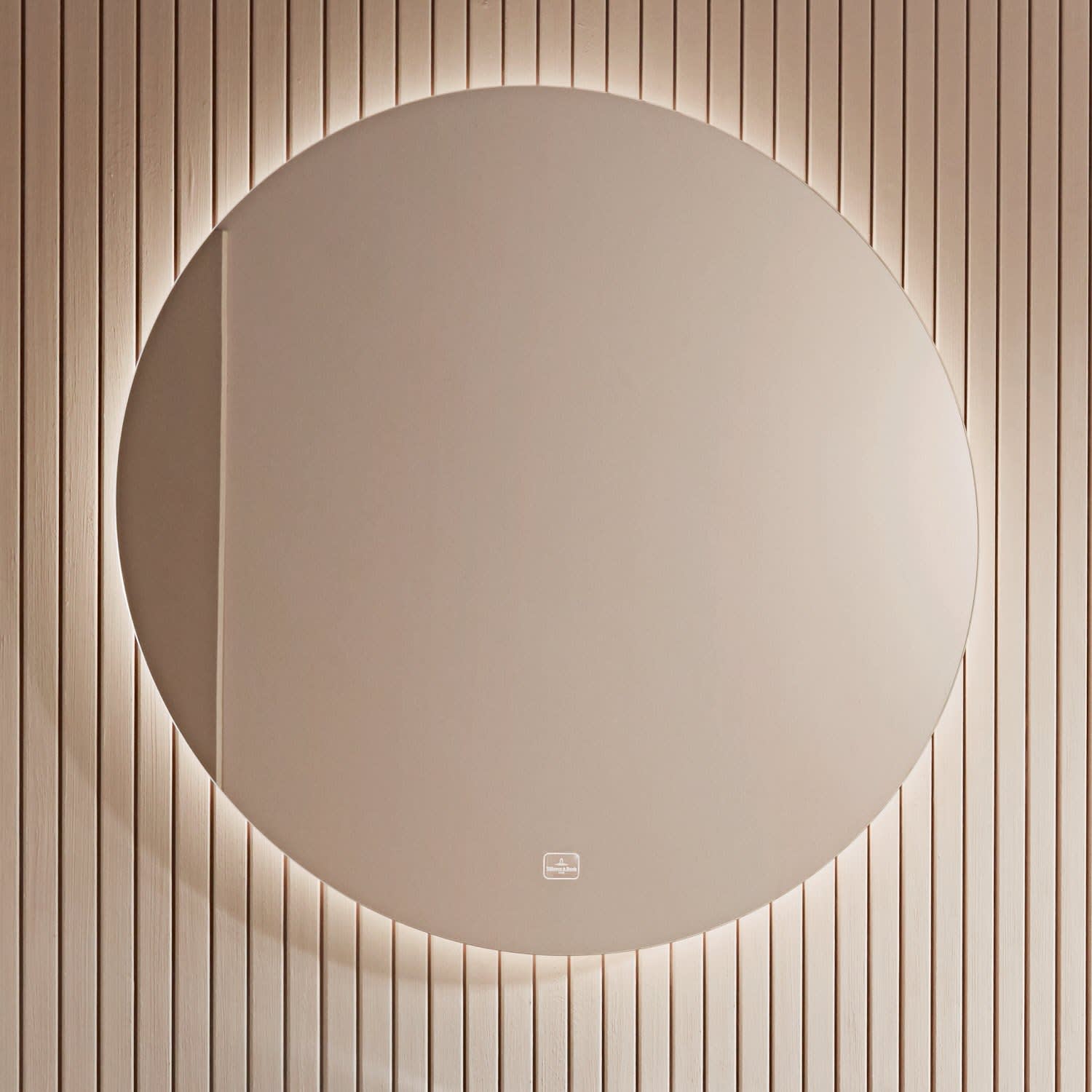 VISO rund Spiegel mit LED Beleuchtung und Regal, ø 80cm, weiß matt