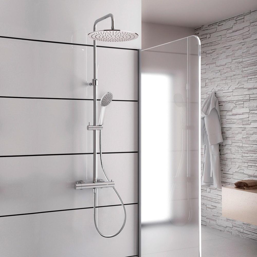 Kronenbach Duschsystem Aufputz mit Thermostat und Kopfbrause