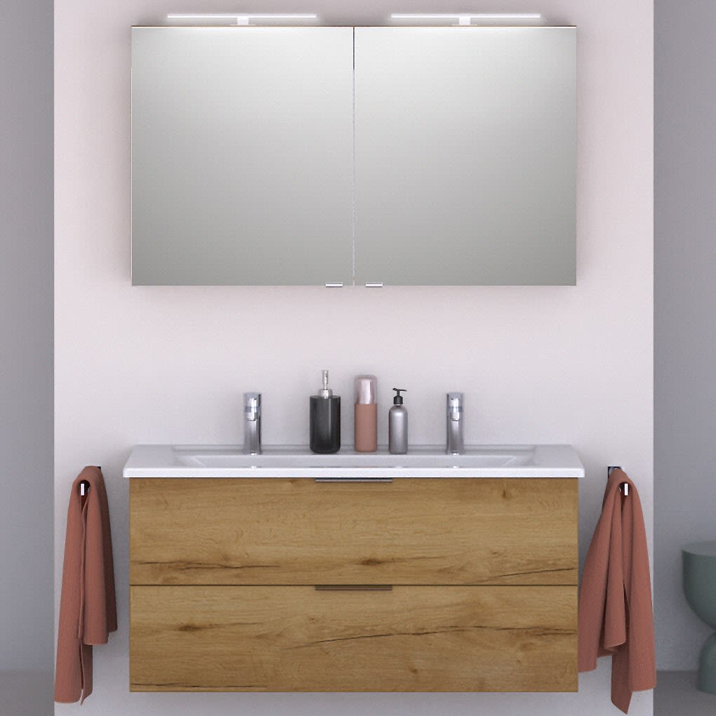 Steinkamp Living 2.0 Badmöbel Set 120 cm mit Spiegelschrank
