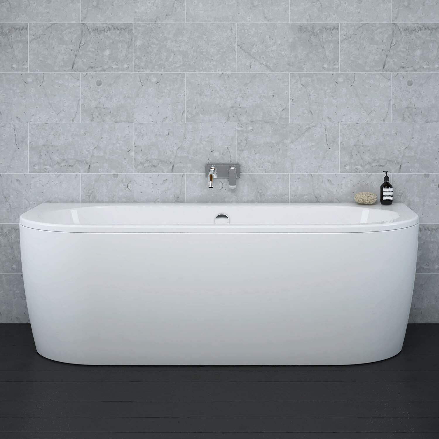 Steinkamp Life Vorwand-Badewanne 180 x 80 cm mit M5 Ablaufgarnitur STB37994  - MEGABAD