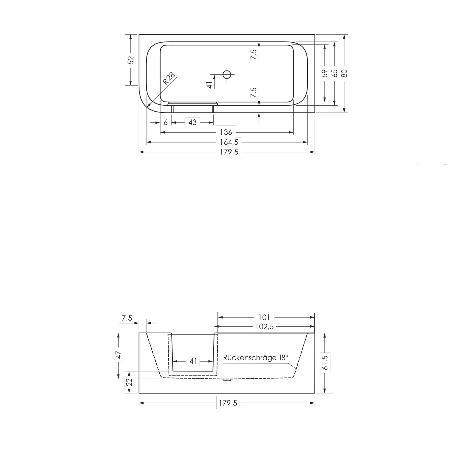 Repabad Livorno Easy Duschbadewanne 180 F, Einstieg links Bild 5