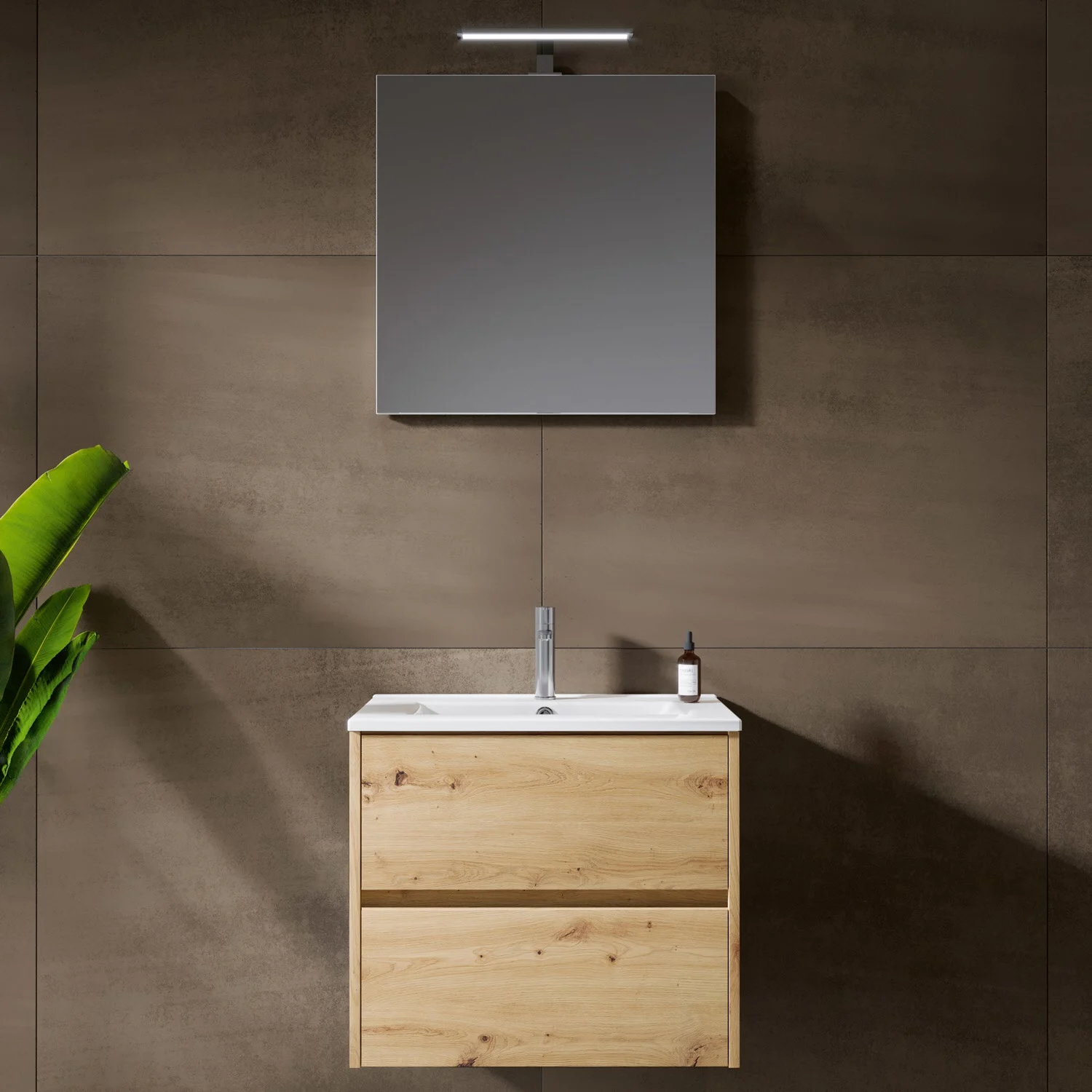 Riho Porto Slim Badmöbel Komplett Set 74 mit Spiegel, 60 cm