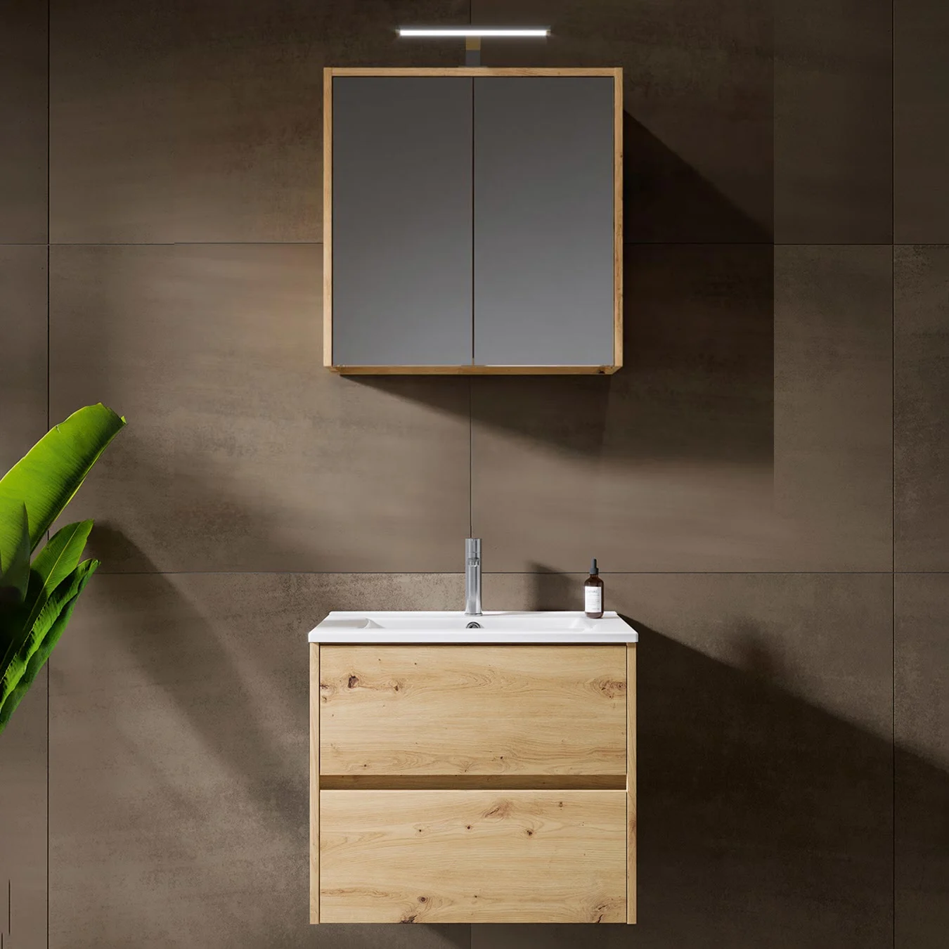 Riho Porto Slim Badmöbel Komplett Set 78 mit Spiegelschrank, 60 cm