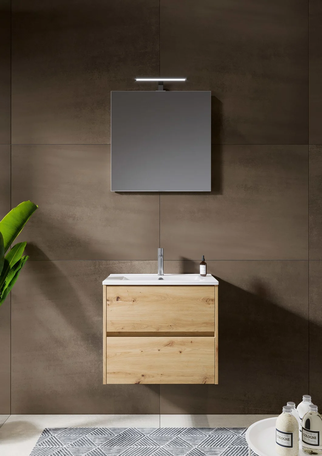 Riho Porto Slim Badmöbel Komplett Set 74 mit Spiegel, 60 cm Bild 4