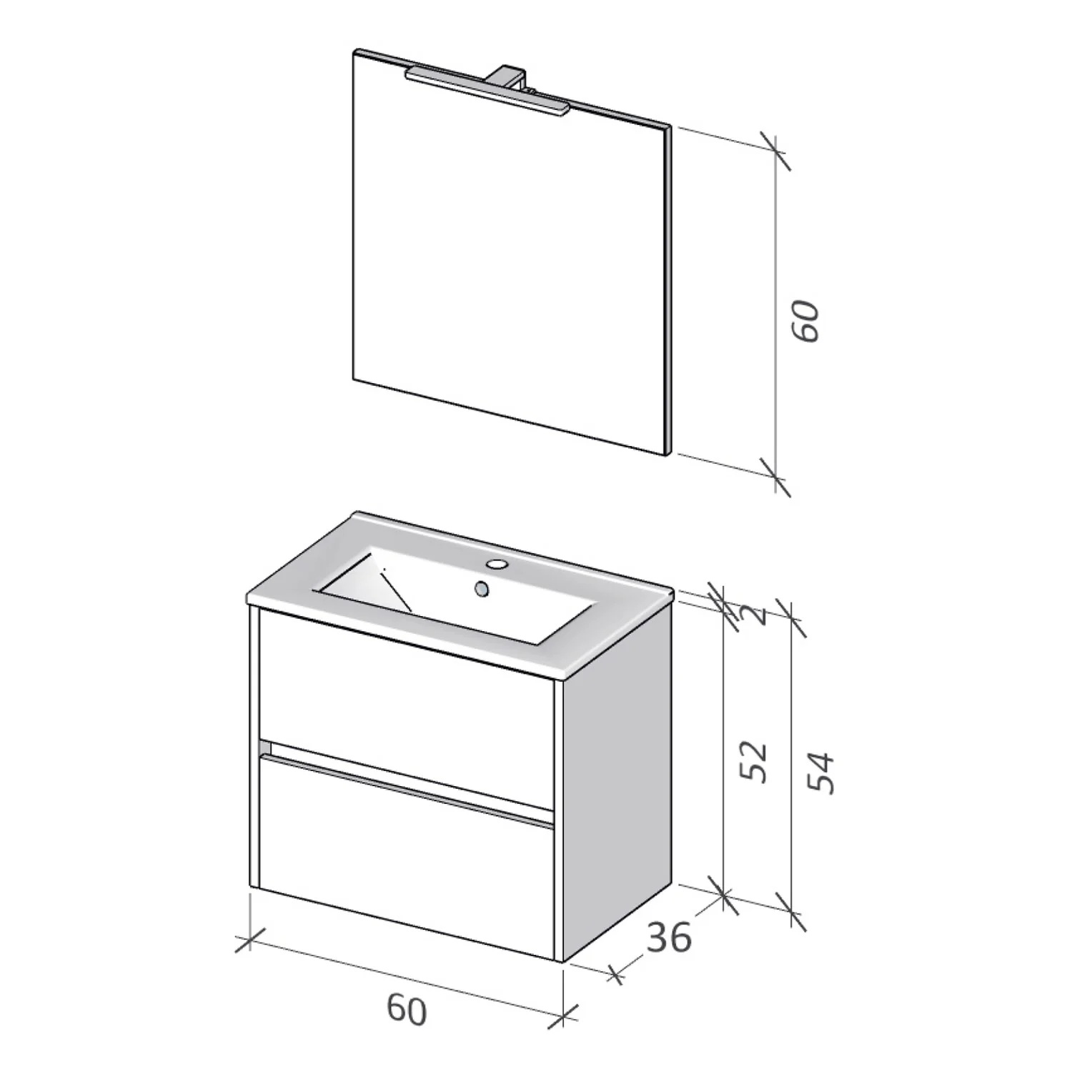 Riho Porto Slim Badmöbel Komplett Set 74 mit Spiegel, 60 cm Bild 5